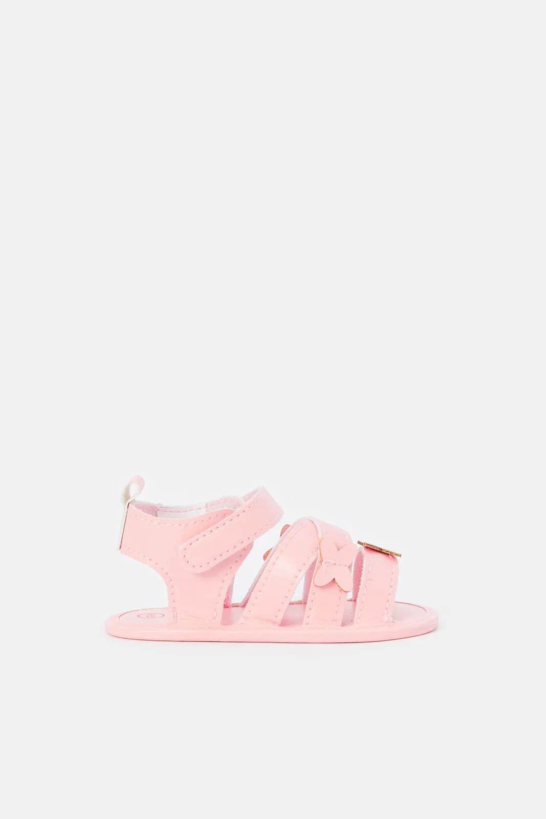 Babies Pink Embellished Pram Shoe