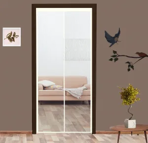 Classic Mosquito Net for Door Fiberglass Magnetic Curtain Auto Closing Insect Screen for All Door Types with Self Adhesive Hook Tape (220X90cms, Ivory)