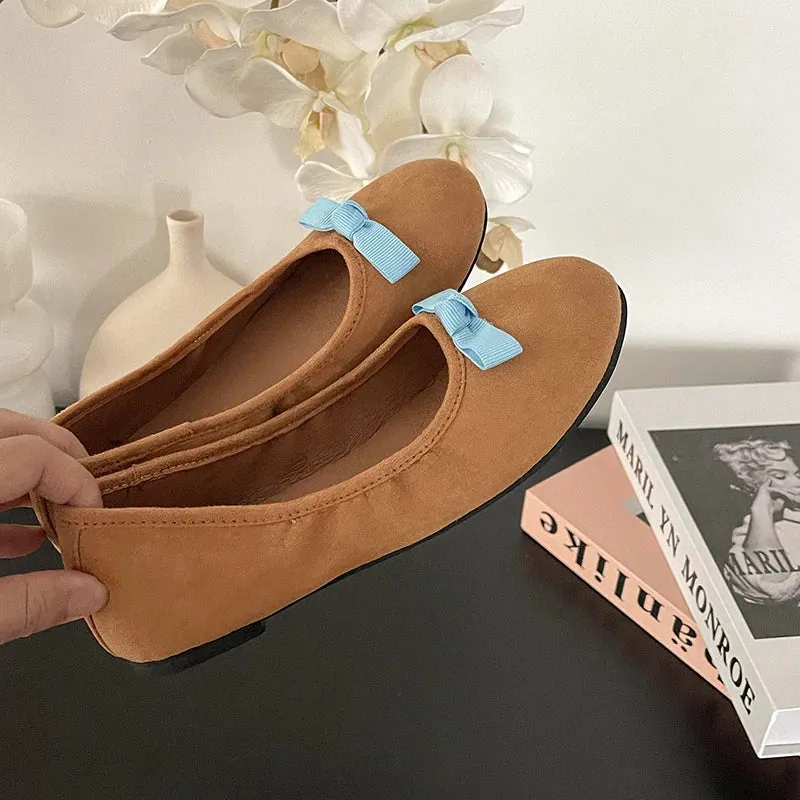 Hnzxzm Designer Slip On Women Ballet Flat Shoes Fashion Shallow Butterfly-knot Ladies Comfort Soft Sole Mary Jane Shoes