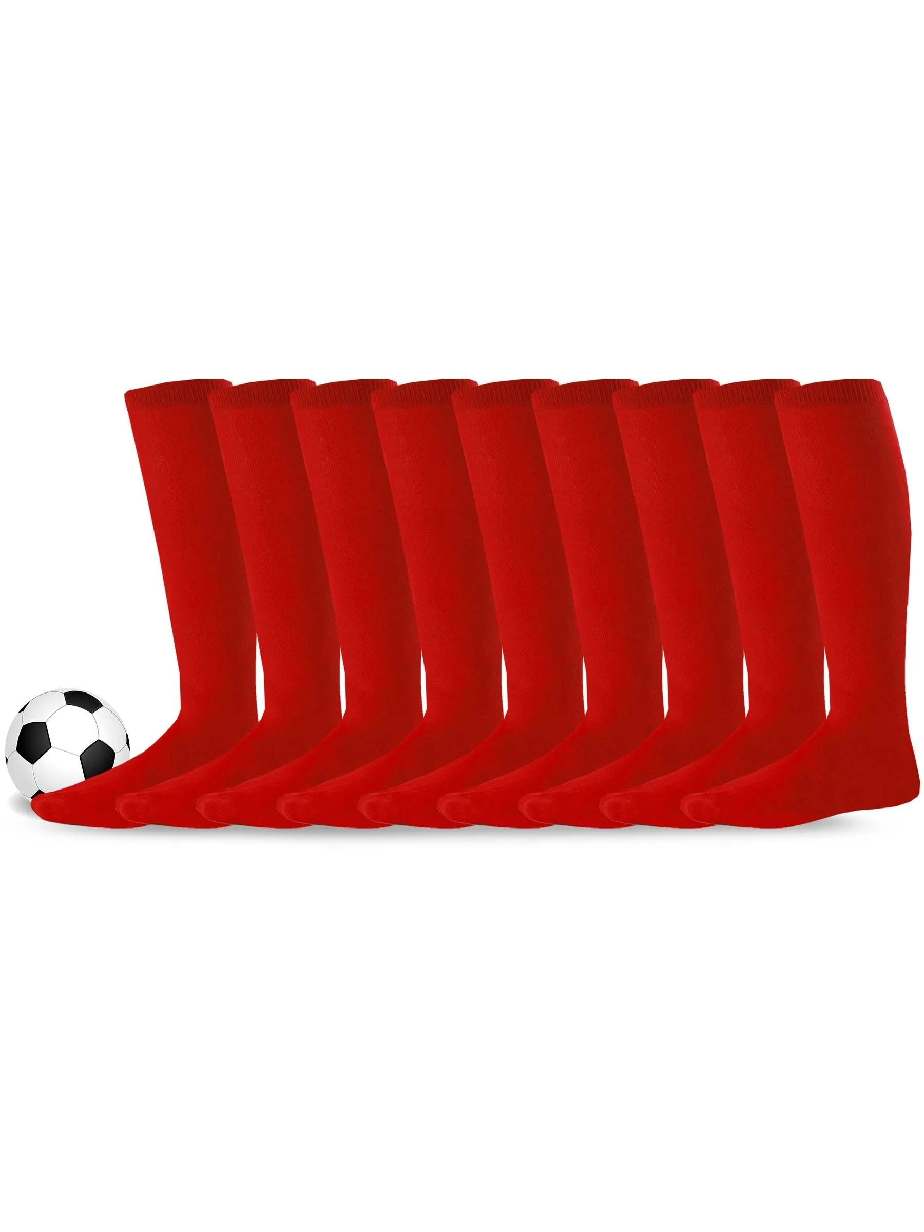 TeeHee Socks Unisex Soccer Acrylic Over The Knee High Red 9-Pack (50081)